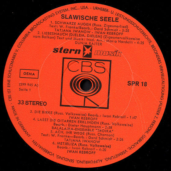     Iwan Rebroff  Slawische Seele 1968 (LP)