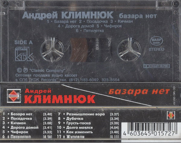 Андрей Климнюк Базара нет! 2001 (MC). Аудиокассета Переиздание