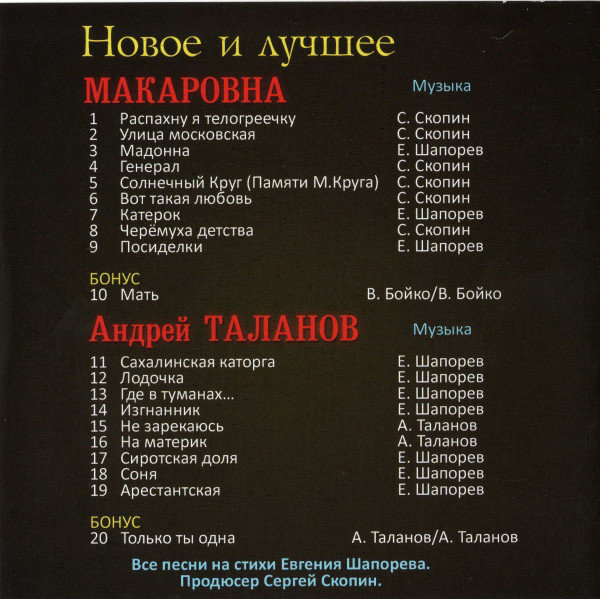 Макаровна & Андрей Таланов Новое и лучшее 2009